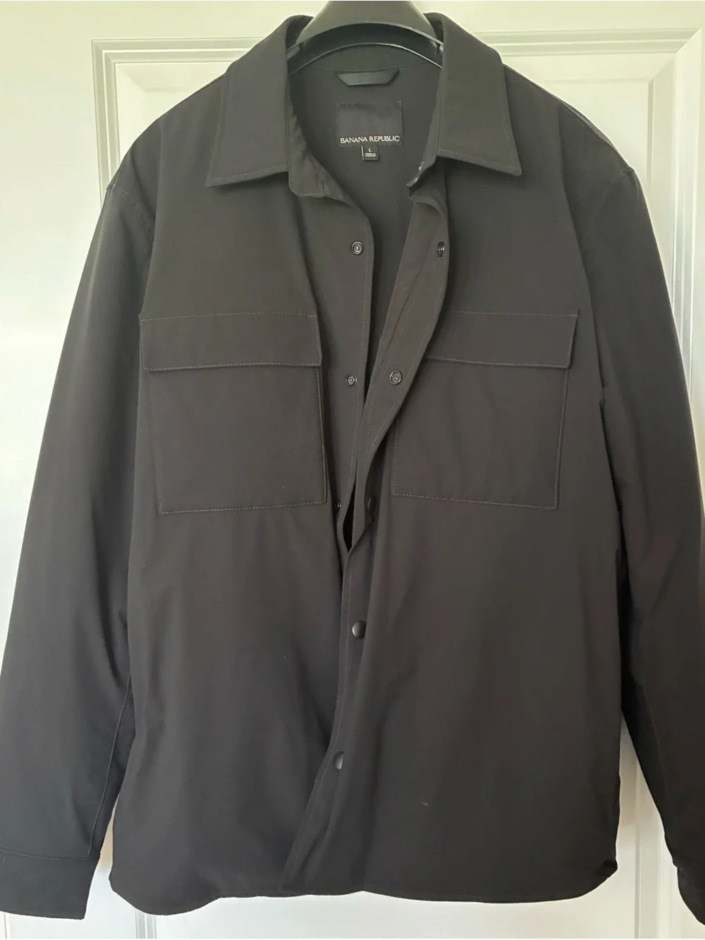 Men’s Size L Banana Republic Black Lightweight Insulated Shirt Jacket